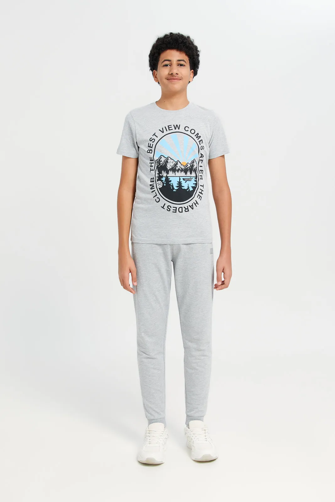 Senior Boys Grey Graphic T-Shirt