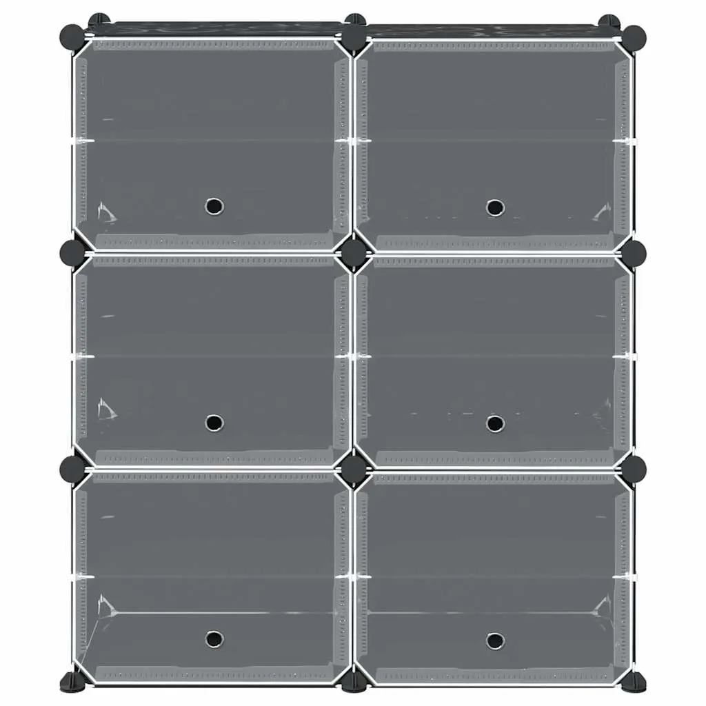 Storage Cube Organiser with 6 Cubes and Doors Black PP