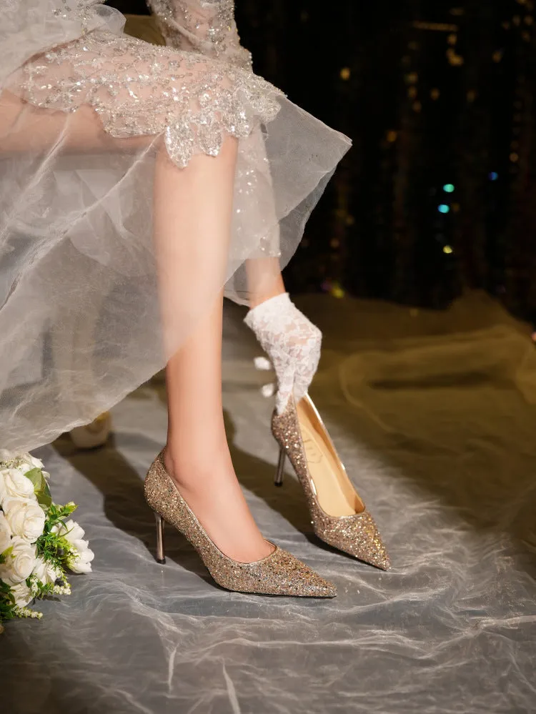 Stunning High Heels with Crystals Wedding Shoes