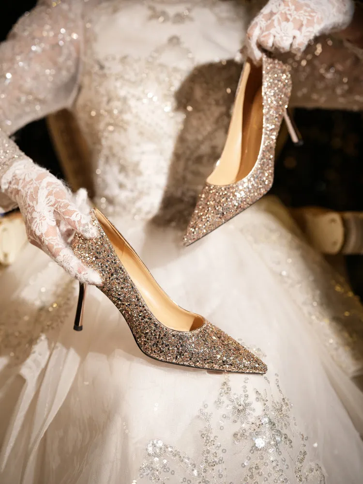 Stunning High Heels with Crystals Wedding Shoes