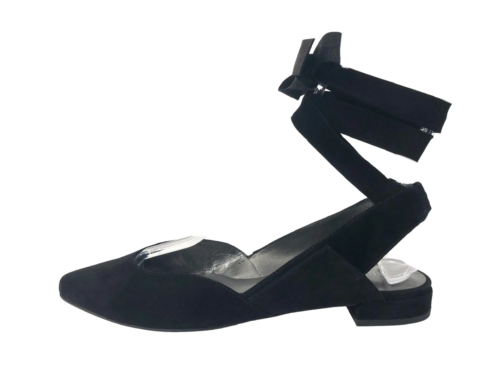 Supersonic Black Suede Flat Ankle Strap Flat Shoes | Size 9