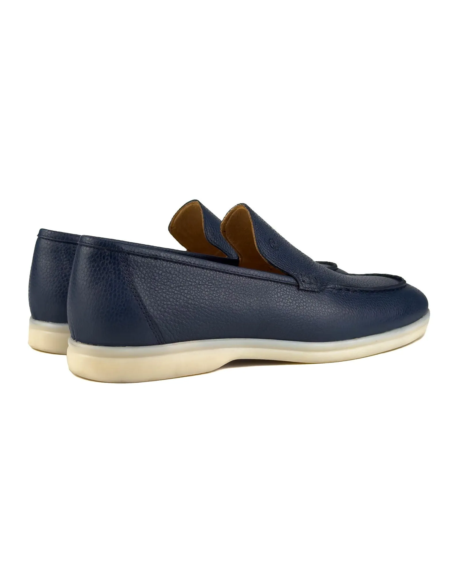 T-Allegro Navy Blue Genuine Leather Men's Loafer Shoes