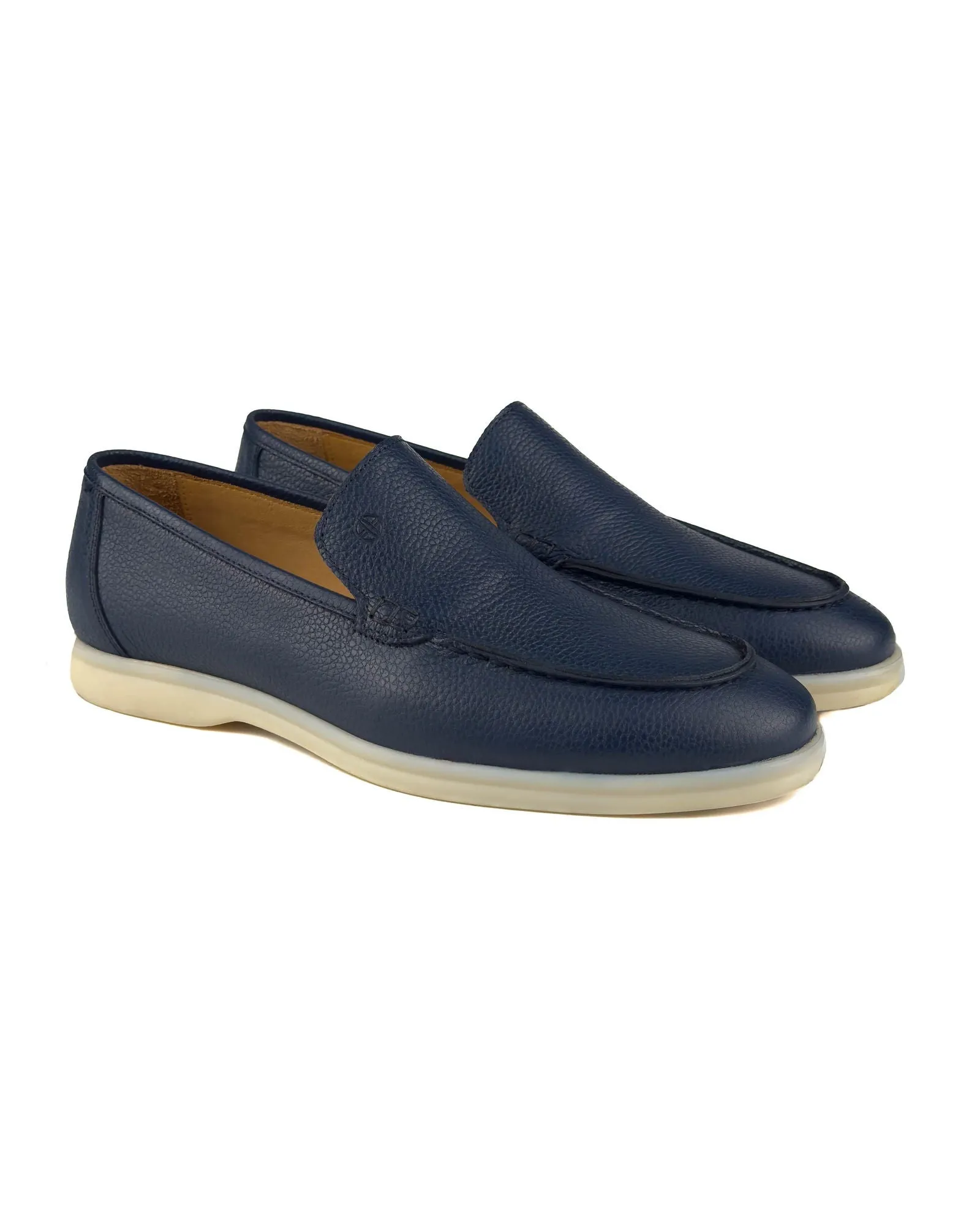 T-Allegro Navy Blue Genuine Leather Men's Loafer Shoes