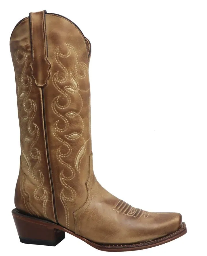 Tanner Mark Women's 'Lewisville' Leather Square Toe Boots Sand TML205074