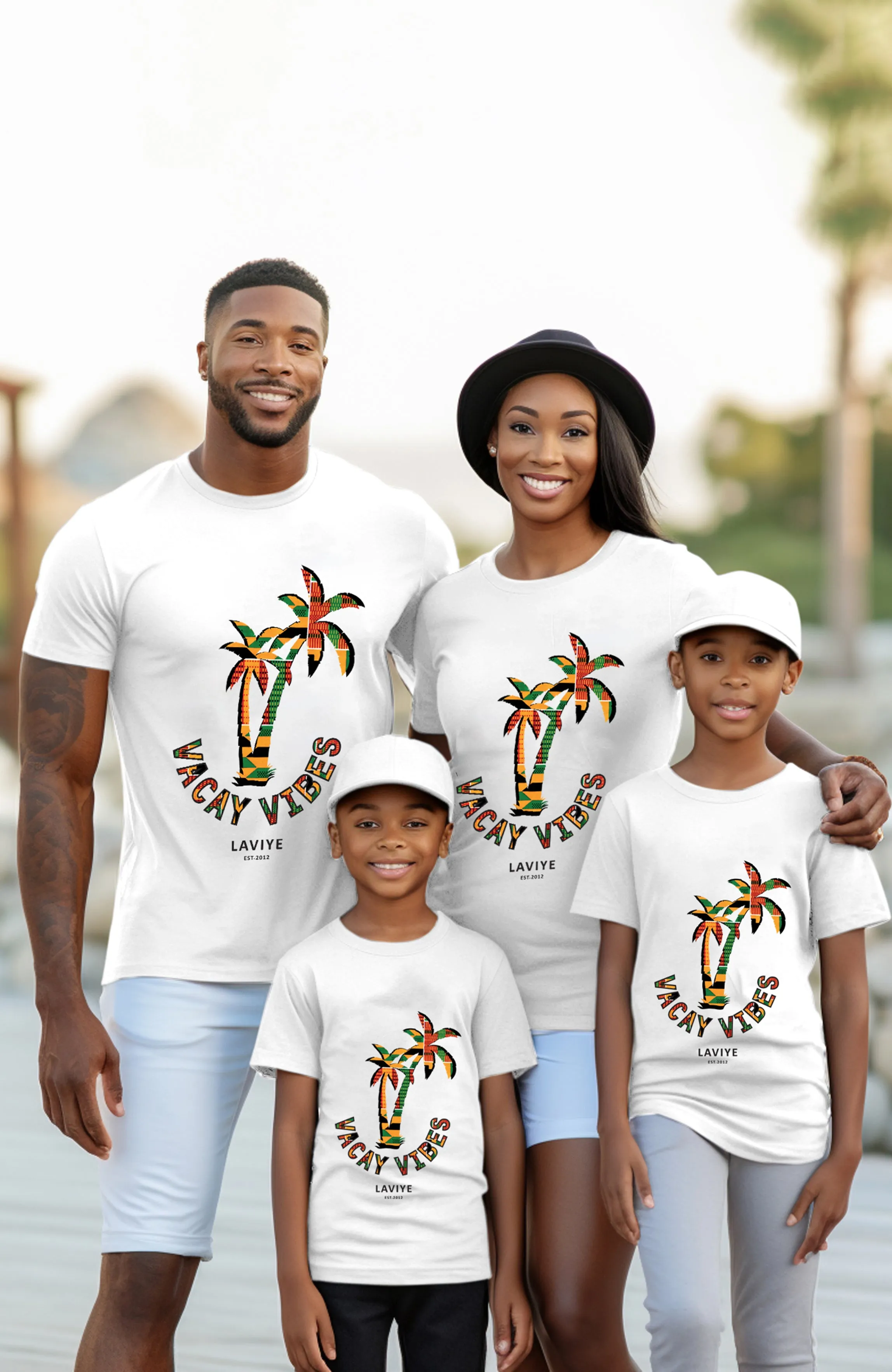 Vaycay Vibes White African Print Short Sleeve Kids T-Shirt | KUMASI