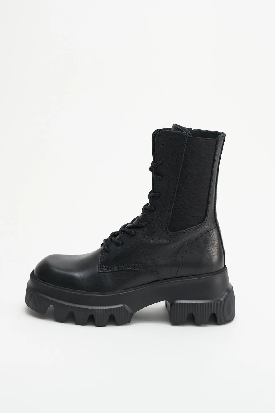 Vitello Black Combat Boots