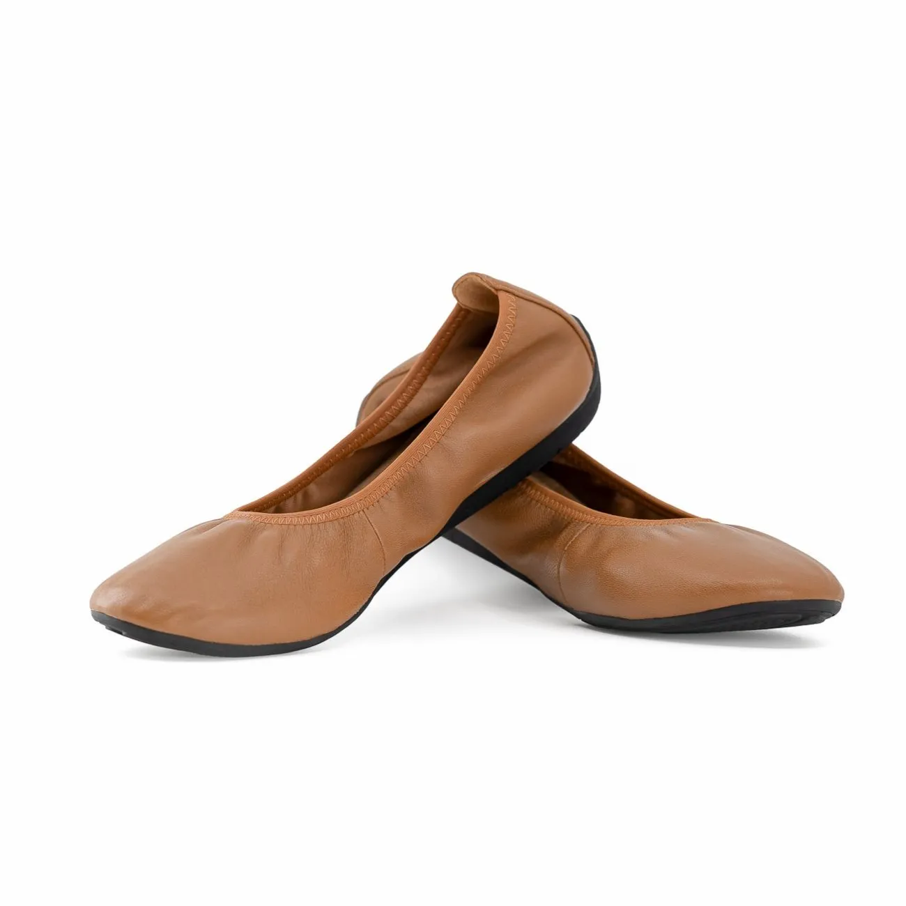 Women's Cognac Leather Ballet Flat