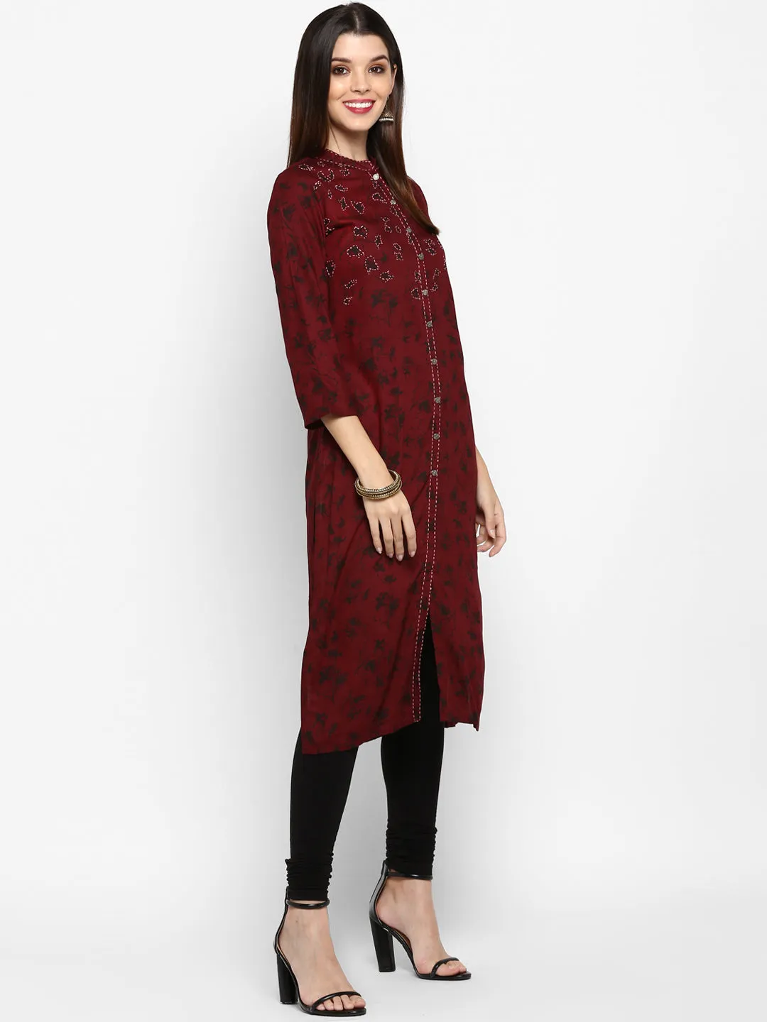 Women'S Dark Purple Color Rayon Straight Kurta Only