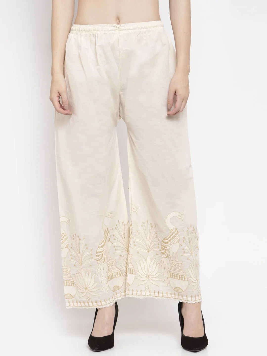 Women'S Embroidered Cotton Palazzo